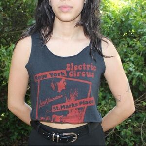 Brandy Melville Black and Red Graphic Crop Top